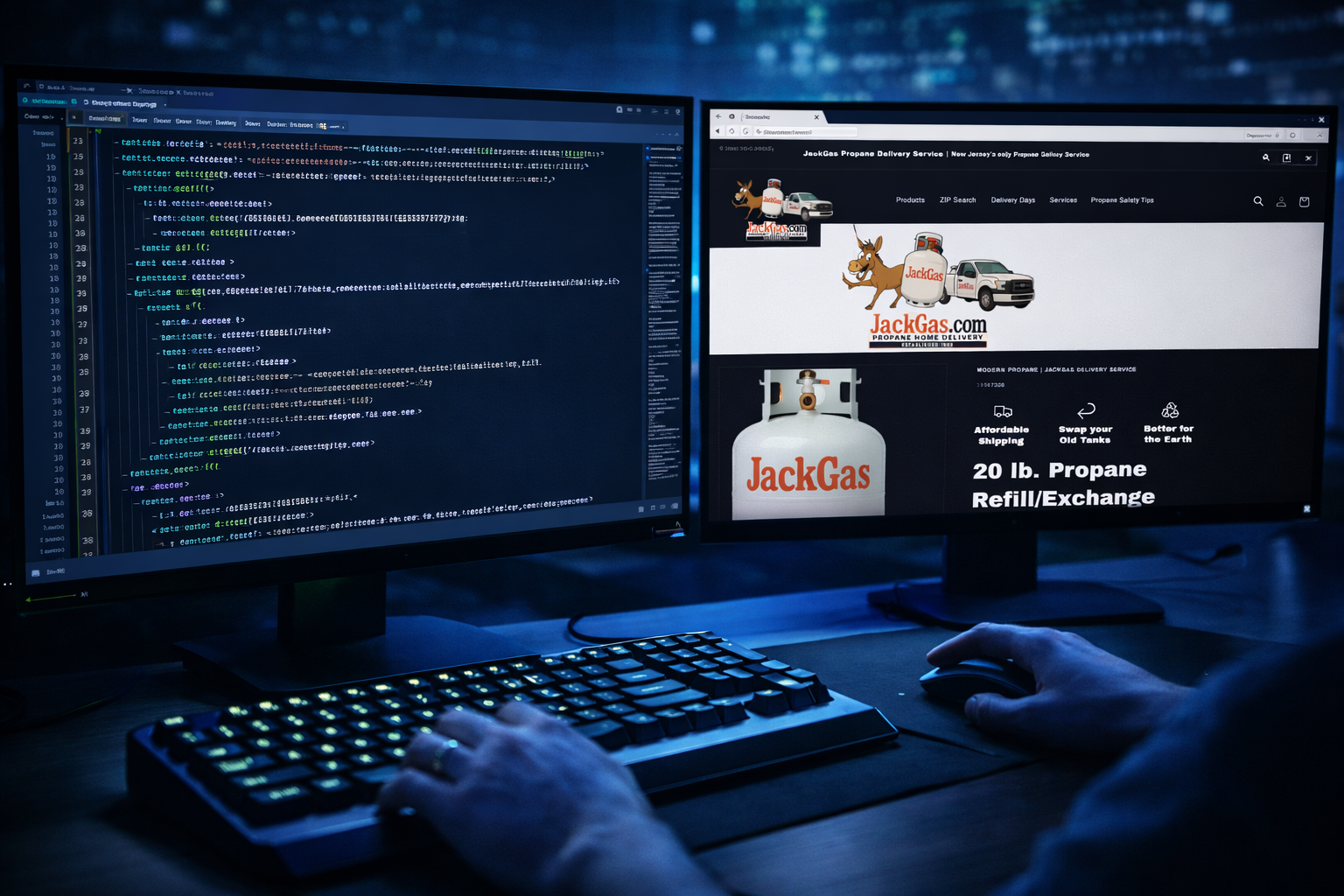 Website design work sample — JackGas propane delivery site and IDE